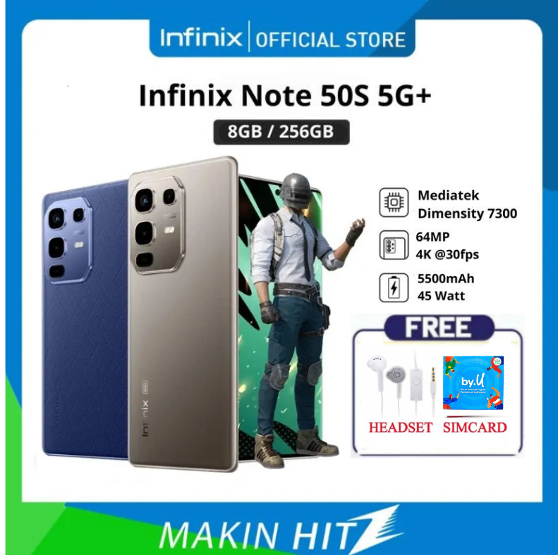 Infinix Note 50S 5g+ Nfc (Ram 8 Rom 256Gb) Battery 5200Mah Flashcharge 45W Warranty - Titanium Grey, 8Gb/256Gb Harga  2,876,800 Ringgit*Penghantaran Percuma