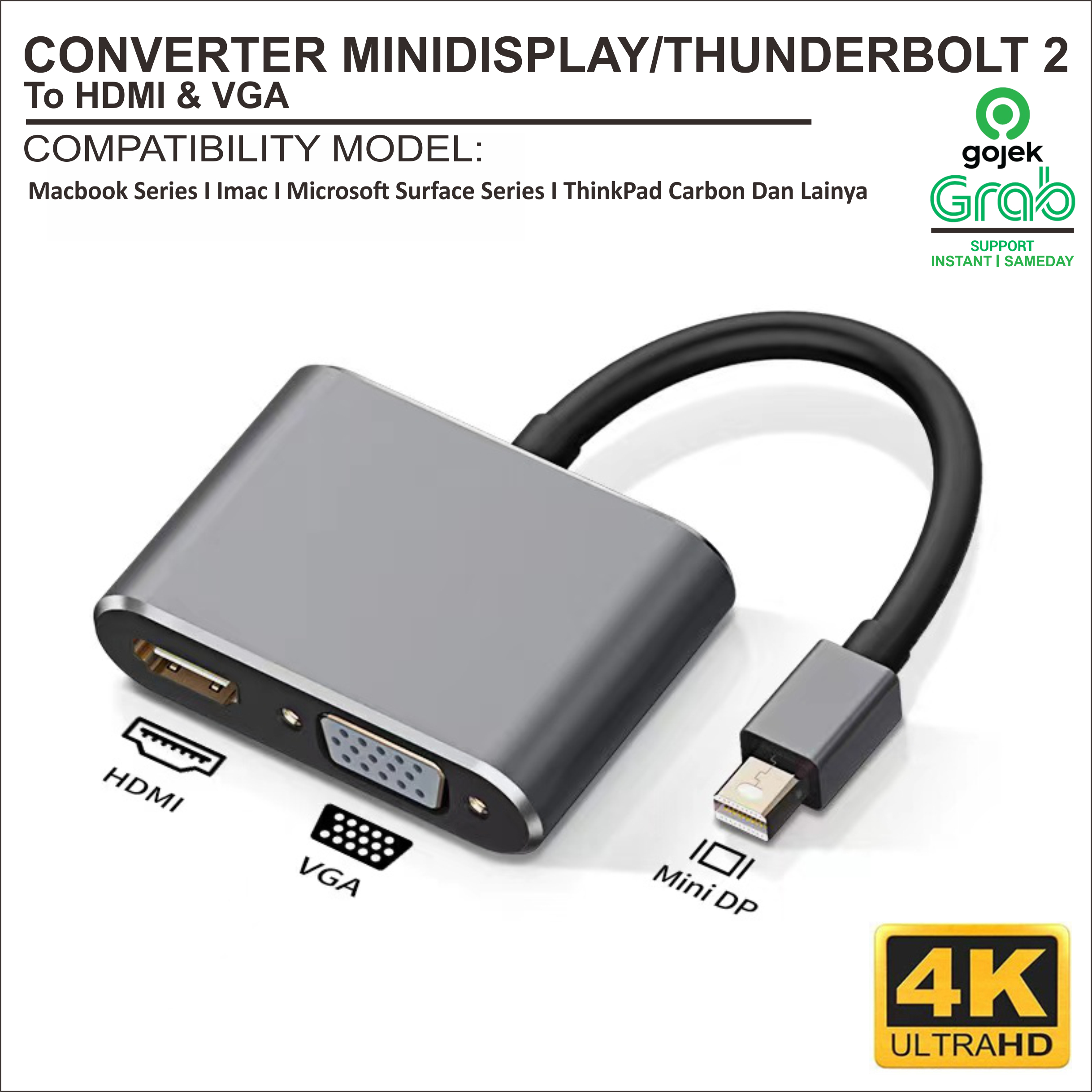 Converter Hub Dock Adapter Mini Display MD Thunderbolt to VGA