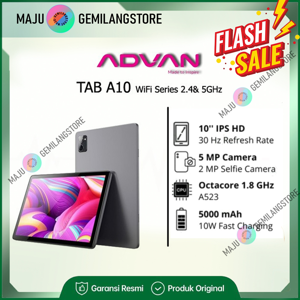 Advan Tab A10 Wifi 4Gb / 64Gb 10.1” Ips Screen Tablet Android 14 |   Tablet 4/64 Official Guarantee Advan Tab a 10 - Merek Advan Harga 1,069,000 rupiah*Gratis Ongkir