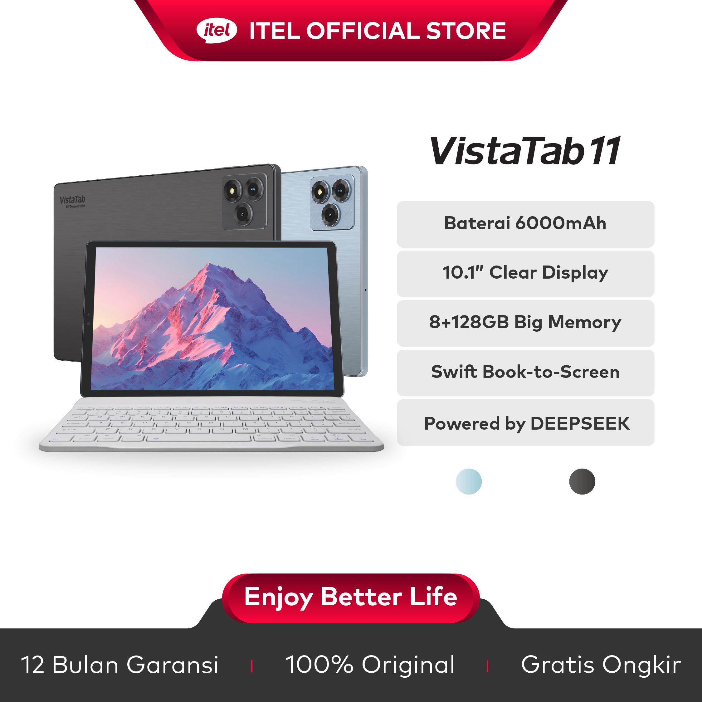 [With keyboard] Itel tab 11 tablet-12GB(4 + 8)+ 128GB - 10.1 "HD + IPS display screen-6000mAh-support chatgpt-AI assistant with learning center for kid Giá 1,907,000 Đồng*Miễn phí vận chuyển