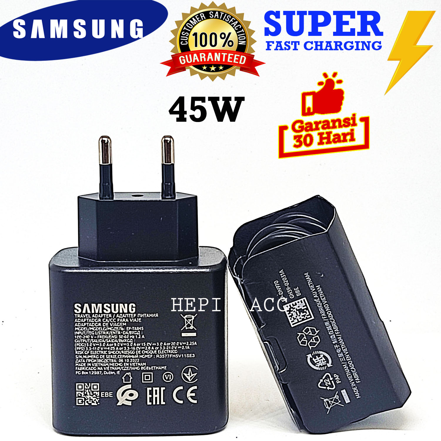 CHARGER SAMSUNG ORIGINAL 100% MADE IN VIETNAM 45 WATT SUPER FAST