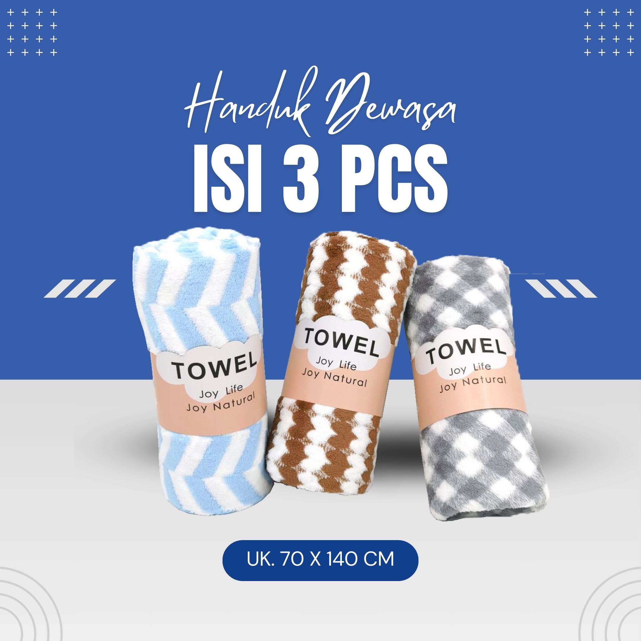 Paket Handuk Dewasa 3 pcs Hanya 60rb - Handuk Microfiber uk 70 x 140 cm - Merek Felicity Harga 56,000 rupiah*Gratis Ongkir