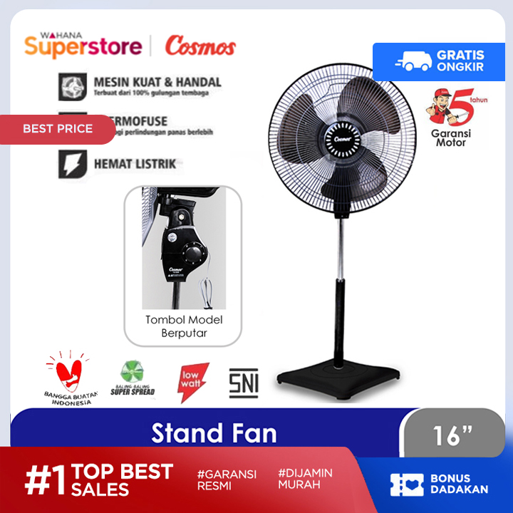 Cosmos 16SDB Standing Fan / Kipas Angin Berdiri 16 inch / 40cm Harga 262,000 rupiah*Gratis Ongkir