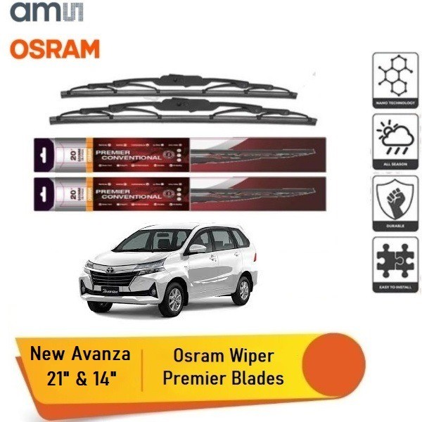 Osram Sepasang Wiper Premier Mobil Toyota New Avanza Size 21 dan 14 inch Harga 90,800 rupiah*Gratis Ongkir