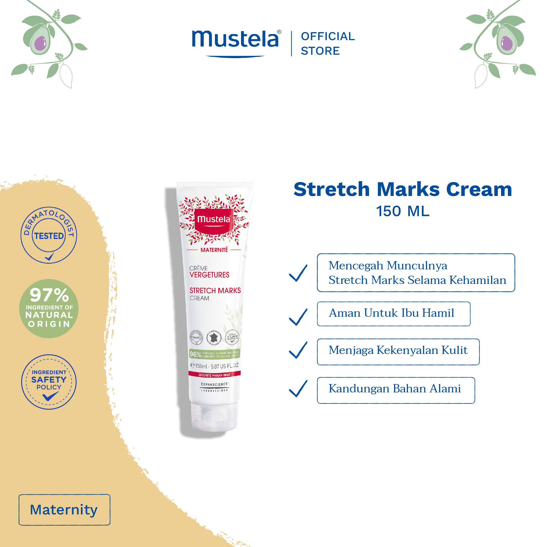 Mustela Stretch Marks Cream 150 ml Krim untuk mencegah Stretch