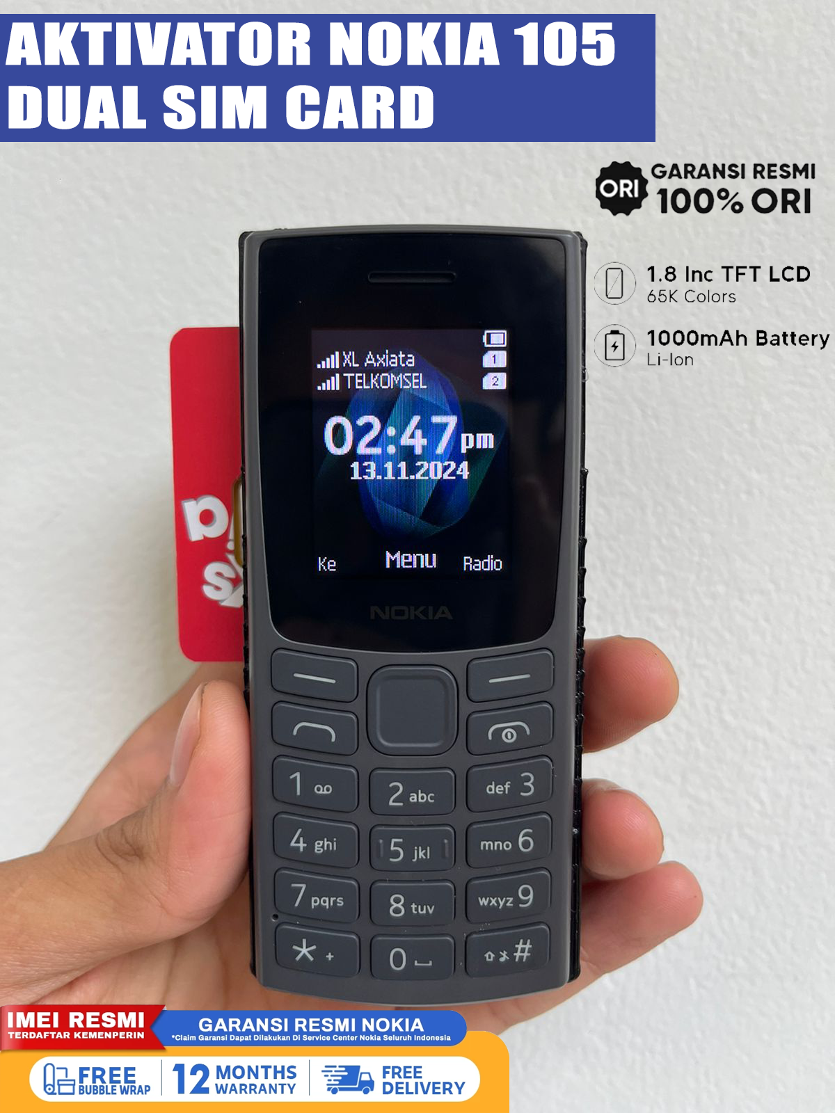 HP AKTIVATOR 2 SIM ON NOKIA 105 Harga  390,000 Ringgit*Penghantaran Percuma