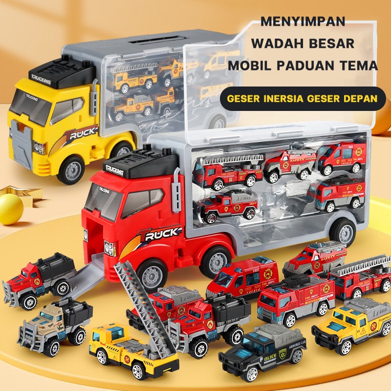 FUNToy locker car alloy vehicle car pull back car die-cast car inertia car toy car with storage box