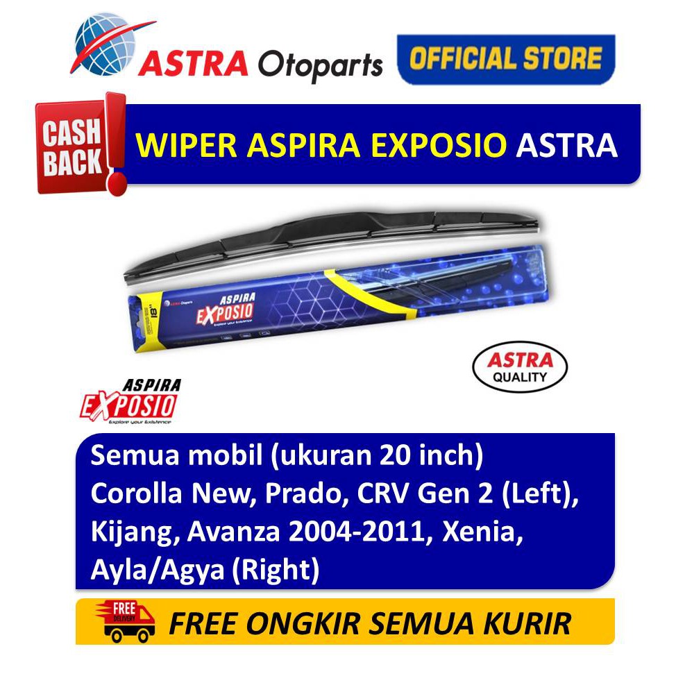 Wiper Blade Hybrid Graphite ASPIRA EXPOSIO Kijang, Avanza, Ayla, CRV, Corolla ukuran 20 (AE-WBHG20H) Harga  105,000 Ringgit*Penghantaran Percuma