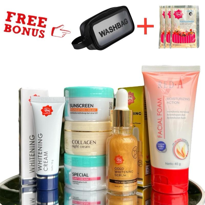 Free hadiah! Viva Cosmetics 6in1 Skincare Package Facial Brightening Treatment ~ Free Bonus Bag and Lo…