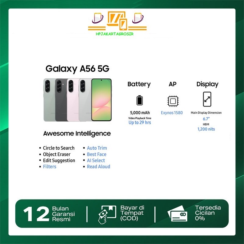 Samsung Galaxy A56 5g [12/256] - Galaxy Ai | Ai Smartphone Harga 4,956,000 rupiah*Gratis Ongkir