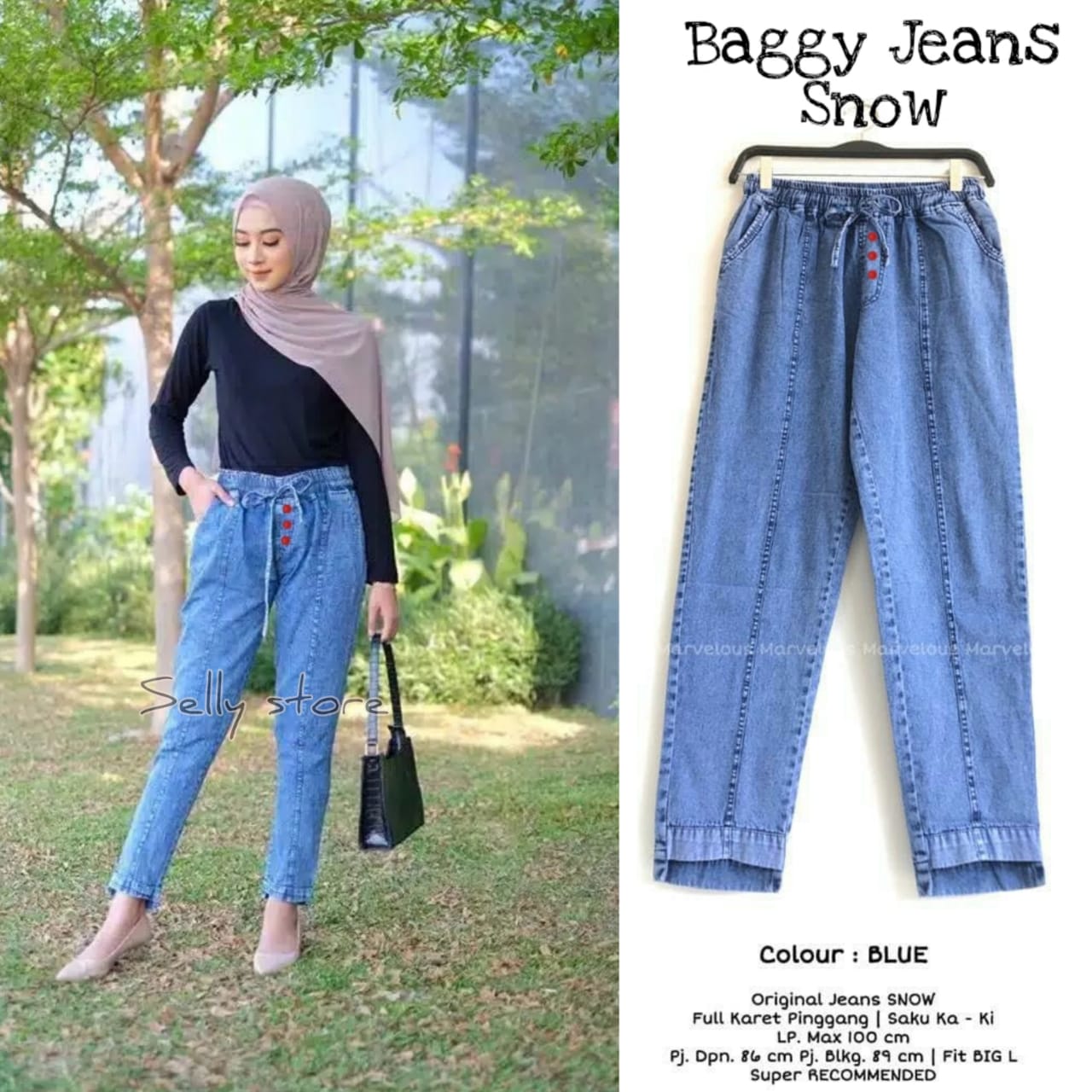 CELANA BAGGY JEANS WANITA - CELANA 
