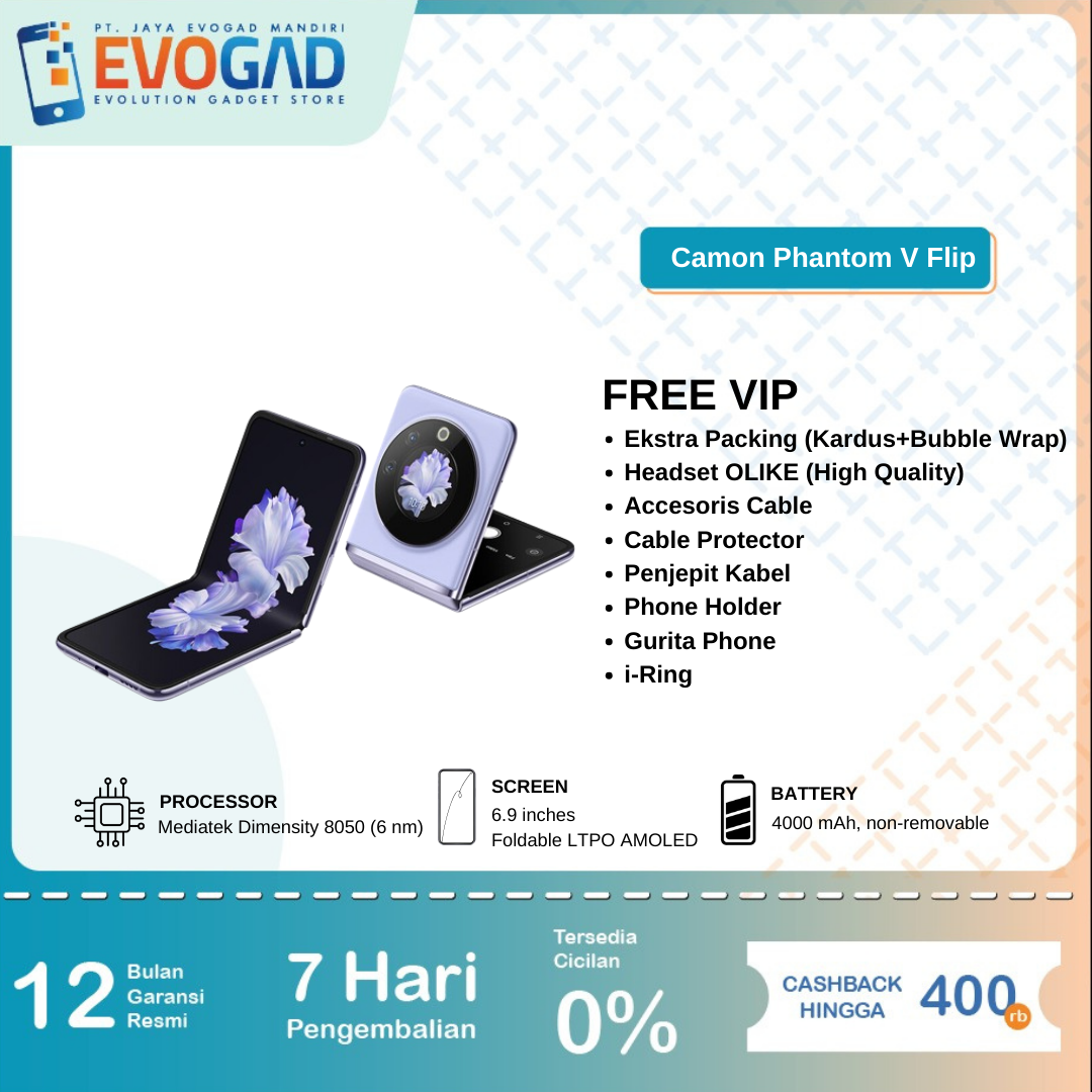 TECNO PHANTOM V Flip 5G 8+8GB+256GB, 64MP Ultra-clear Cam | Bergaransi Giá 4,974,000 Đồng*Miễn phí vận chuyển