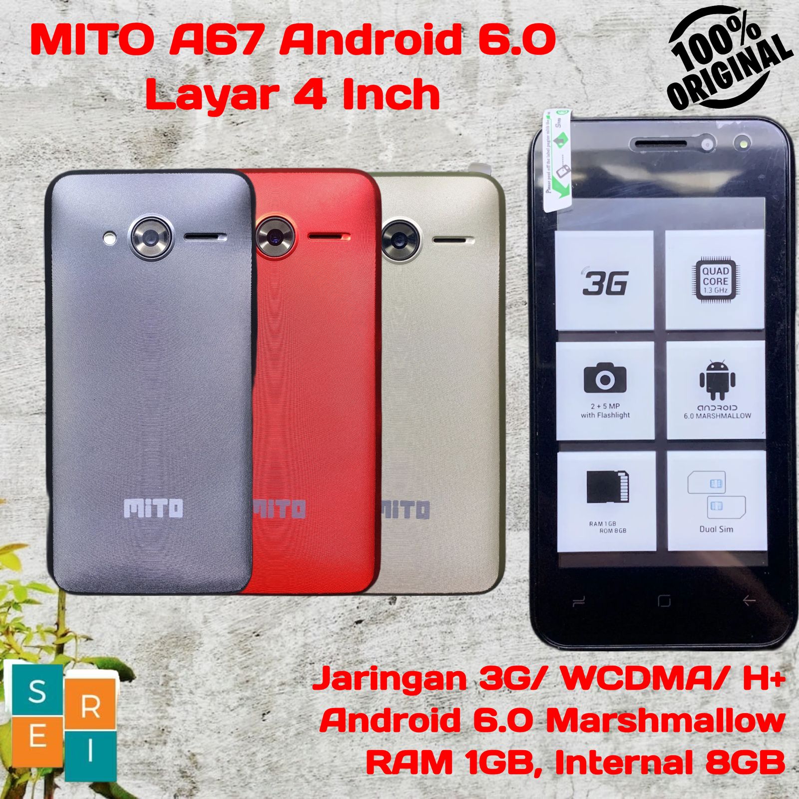 Handphon MITO Android A67 CORE Promo Cuci Gudang Hp Murah RAM 1GB Internal 8GB + SD Card VGen 4GB Harga 175,500 rupiah*Gratis Ongkir