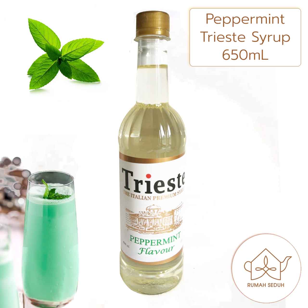 650mL Sirup Peppermint merk Trieste - Peppermint Premium Syrup