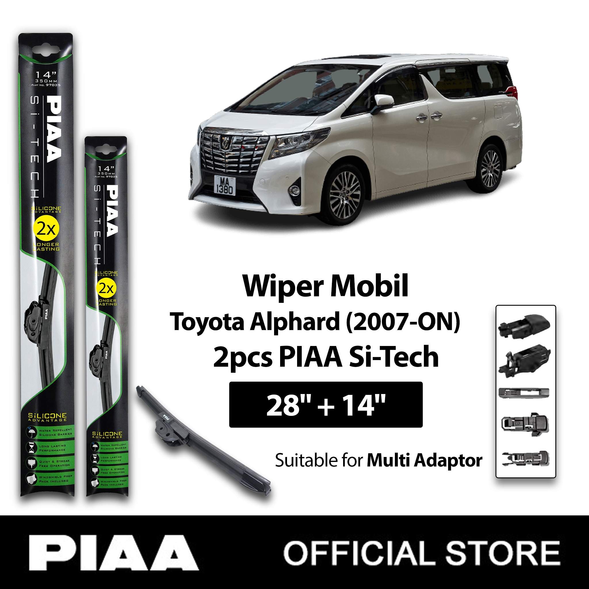 Wiper Mobil Toyota Alphard 2007 - ON (28”+14”) - PIAA Si-Tech Harga 825,240 rupiah*Gratis Ongkir