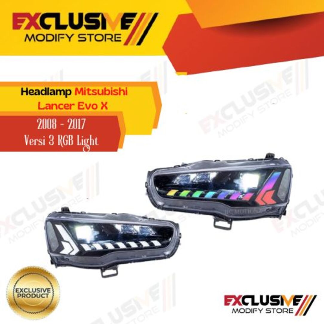 Headlamp Lancer EX/Evo X 2008 - 2017 RGB functions style Harga 8,750,000 rupiah*Gratis Ongkir