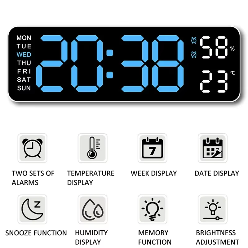 JD-5503 Jam Meja Digital Jam Dinding LED Angka Besar Alarm Suhu Temperatur Kelembapan Ruang Humidity