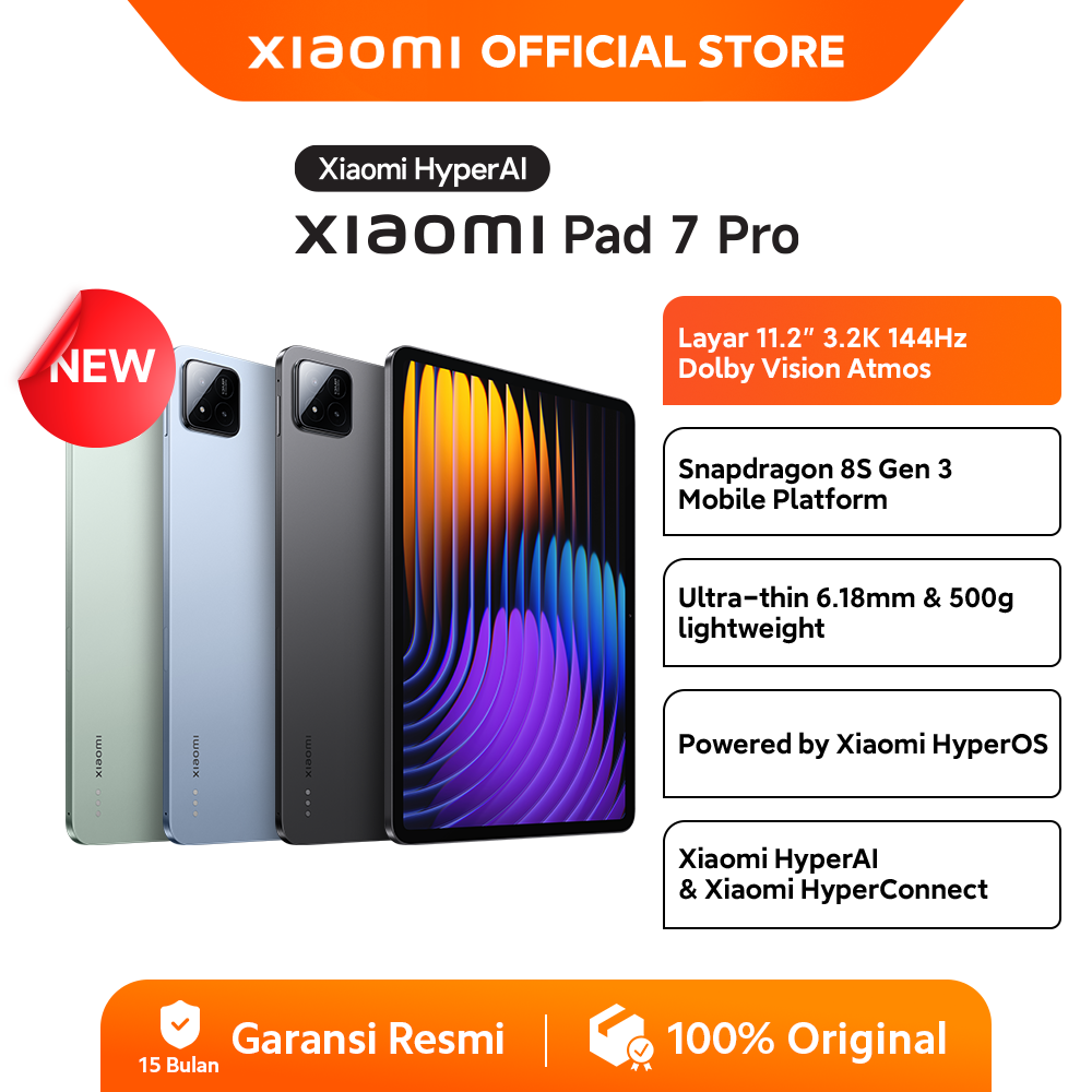 Xiaomi Pad 7 Pro | Snapdragon 8S Gen 3 | 11.2 3.2K 144Hz Dolby Vision Atmos Screen | Ultra-Thin & Lightweight | Xiaomi Hyperai [Official Store] Giá 7,498,000 Đồng*Miễn phí vận chuyển