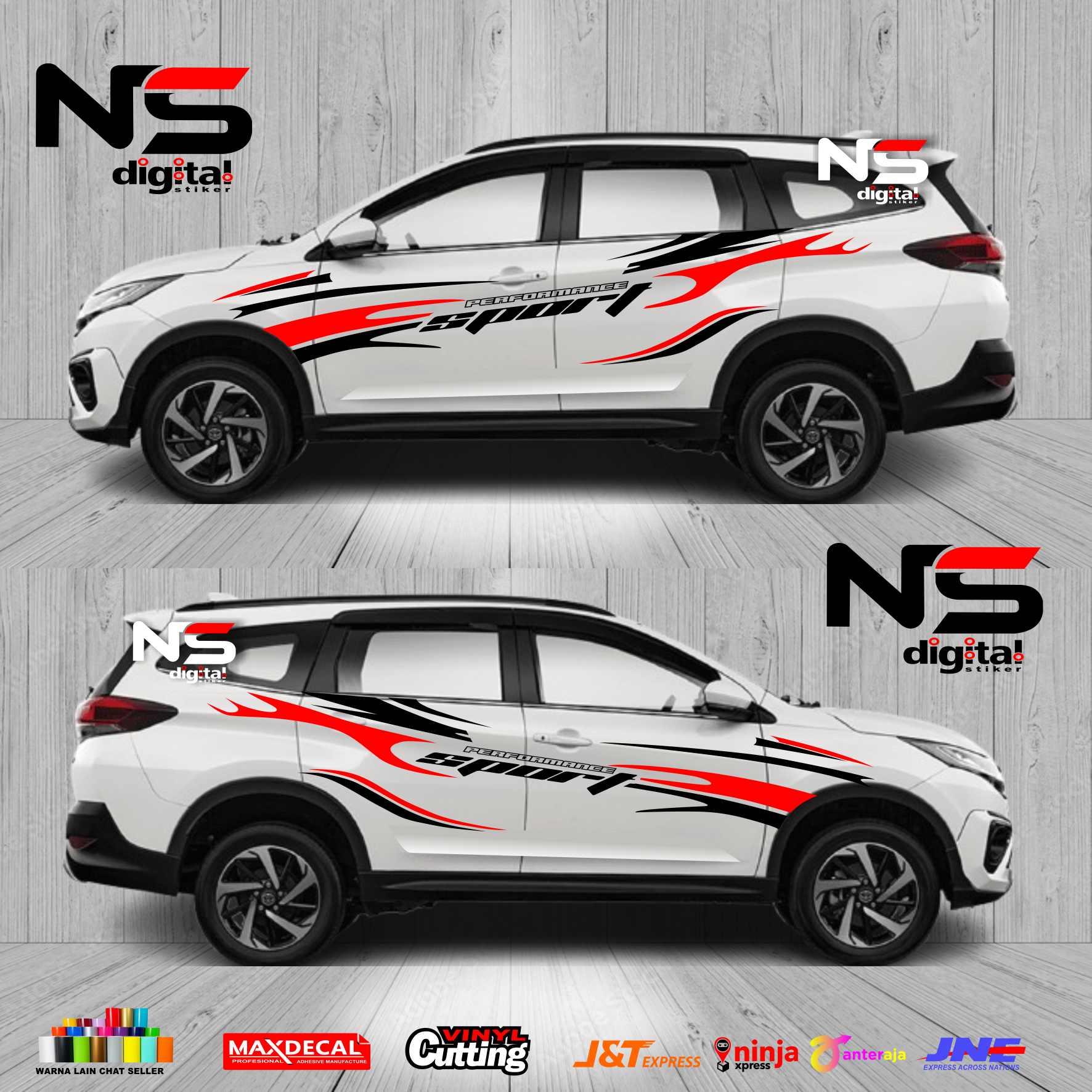 Cutting Side Body Car Stickers with the Latest All New Rush Variations Harga 220,000 rupiah*Gratis Ongkir
