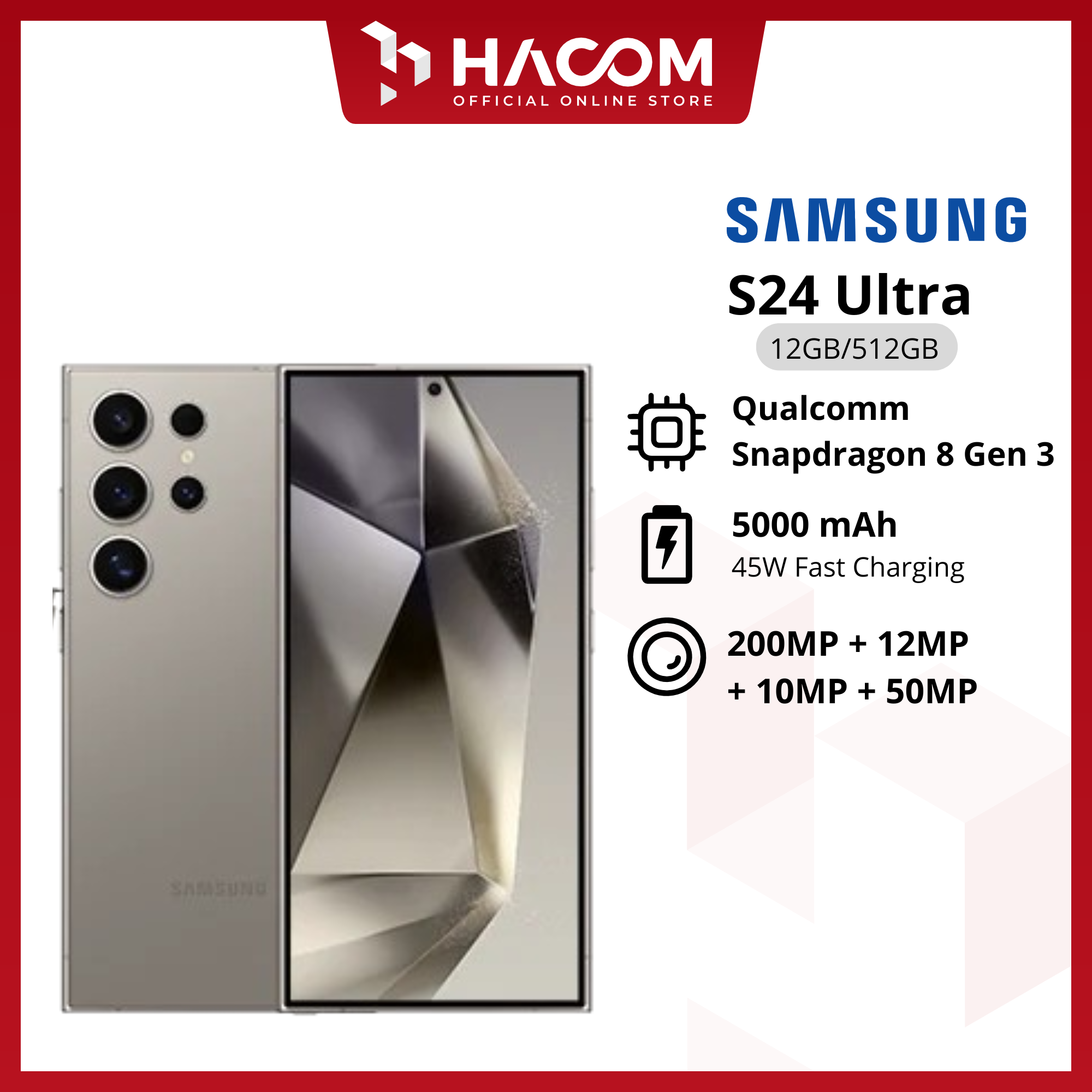 Samsung Galaxy S24 Ultra 12/512GB Garansi Resmi Giá 21,999,000 Đồng*Miễn phí vận chuyển