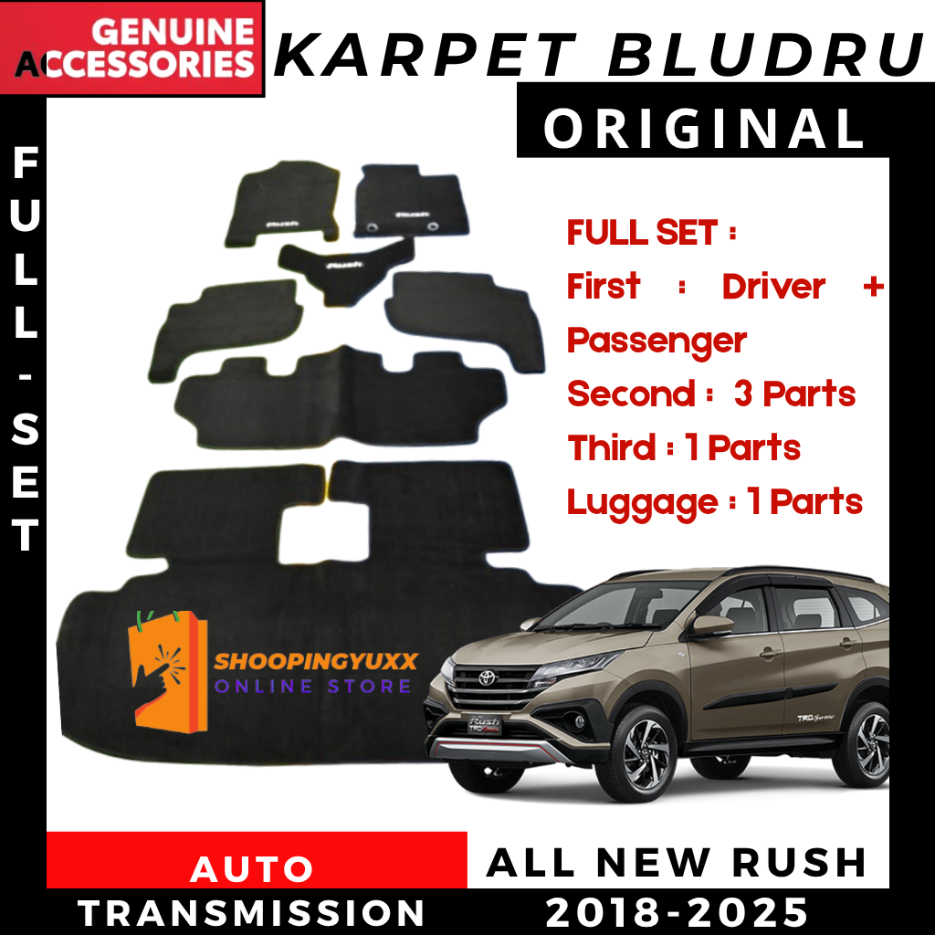 Original Toyota velvet carpet all new rush 2018-2025 built-in car fullset driver accessories original Toyota Harga 250,000 rupiah*Gratis Ongkir