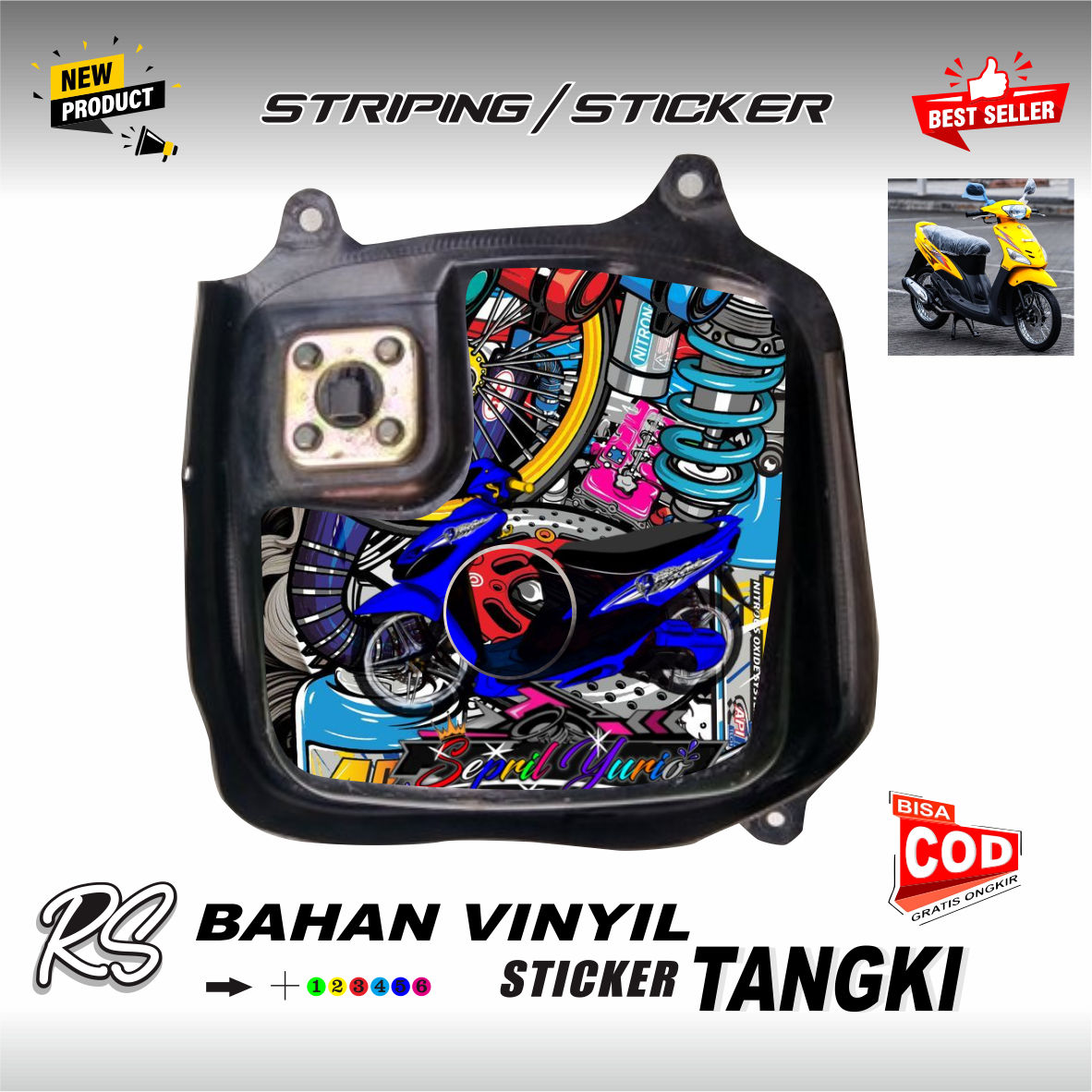 Sticker variations tank Yamaha Mio Lama motif mix simple vinyil sticker Harga 15,120 rupiah*Gratis Ongkir