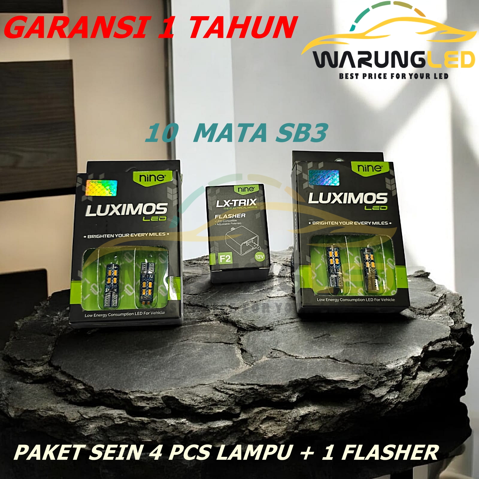 T10 Led Motorcycle Turn Signal Package with 10 Lights + Flasher 9Nine Luximos Sb3 1 Year Warranty Harga 39,900 rupiah*Gratis Ongkir