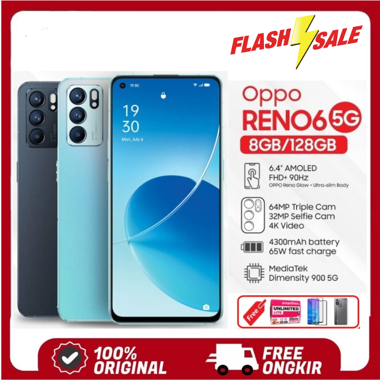 OPPO RENO 6 5G Network RAM 8GB/128 GB 65W SuperVOOC Amoled FHD+ - PROMO Giá 3,134,250 Đồng*Miễn phí vận chuyển