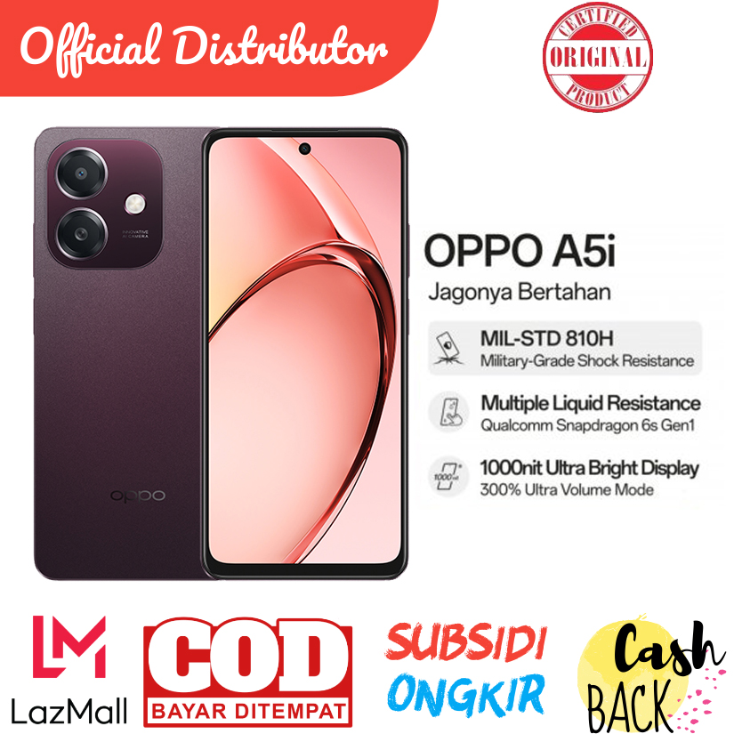 Oppo A5I 4/128 Vs 4/64 - Qualcomm Snapdragon 6S Gen1 - Ultra Bright Display Giá 1,272,000 Đồng*Miễn phí vận chuyển