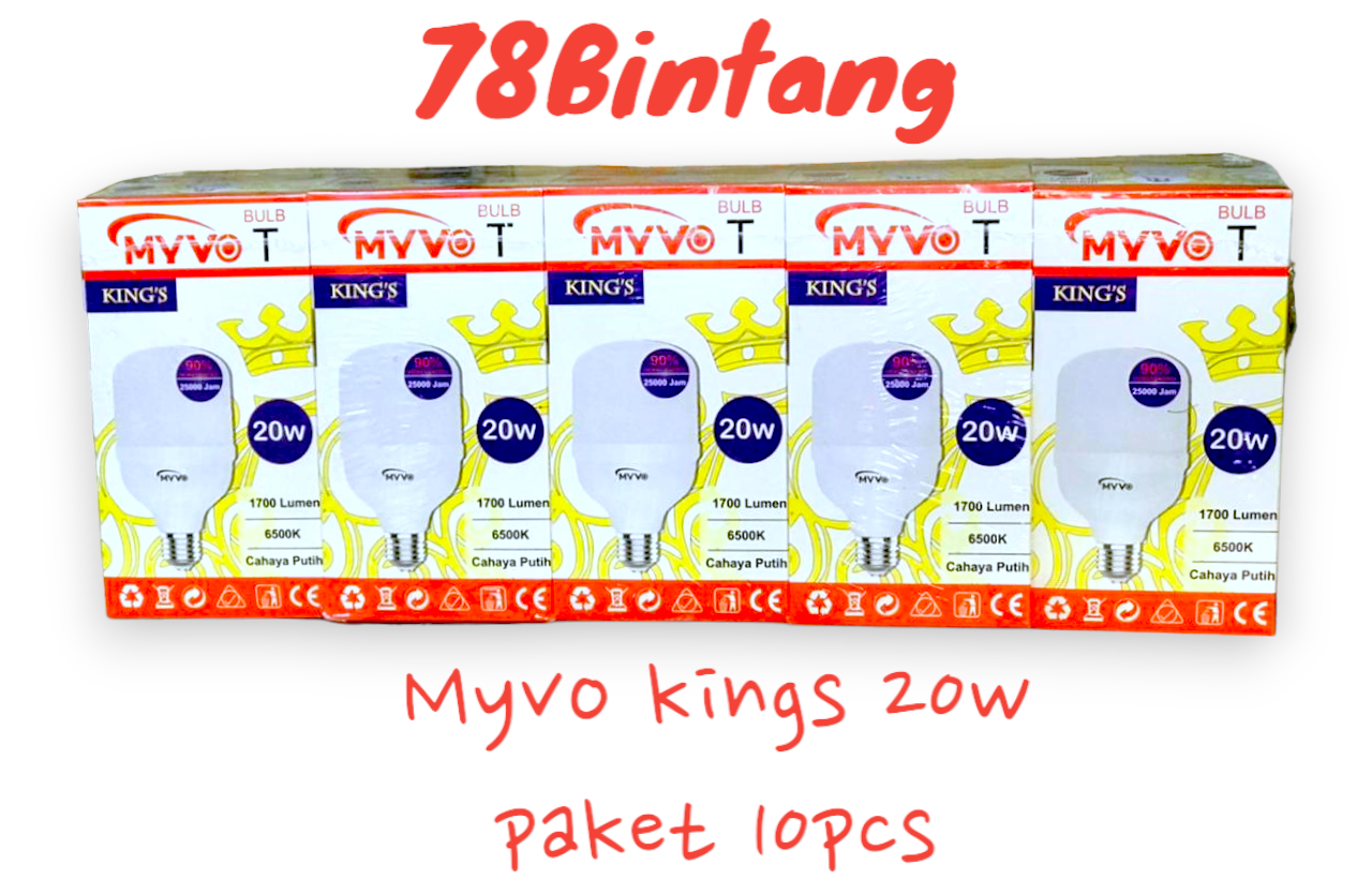 Myvo kings 20w paket 10pcs - lampu led bulat - lampu garansi - myvo king 20w Harga  165,000 rupiah*Gratis Ongkir
