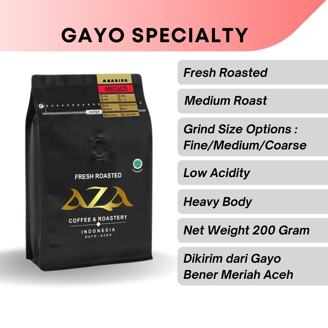 Kopi Specialty Arabika Gayo Aceh Single Origin 200g Biji dan Bubuk Coffe Powder AZA Coffee Roasted Bean