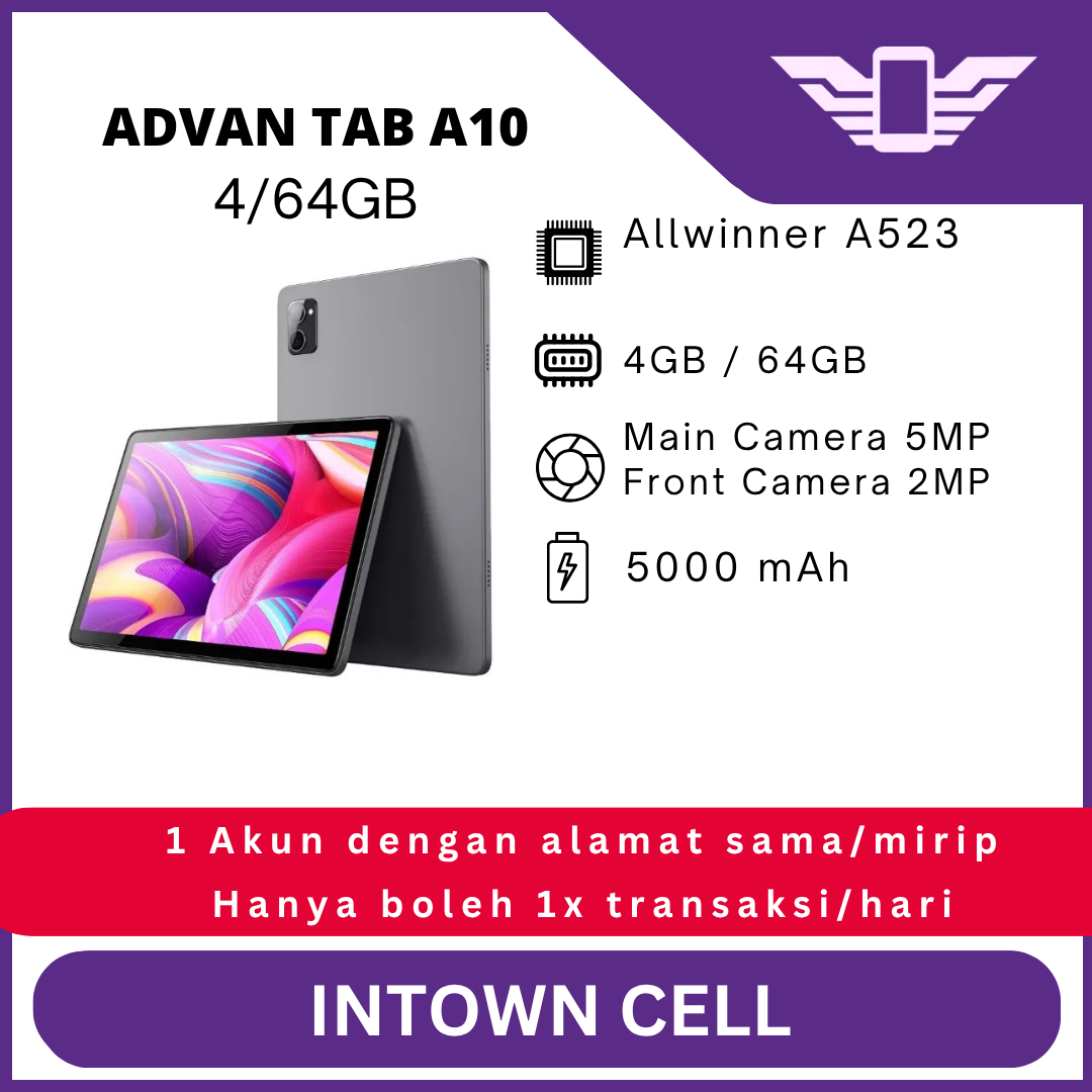 ADVAN TAB A10 4/64 (WIFI ONLY) - GARANSI RESMI Harga  1,095,000 Ringgit*Penghantaran Percuma