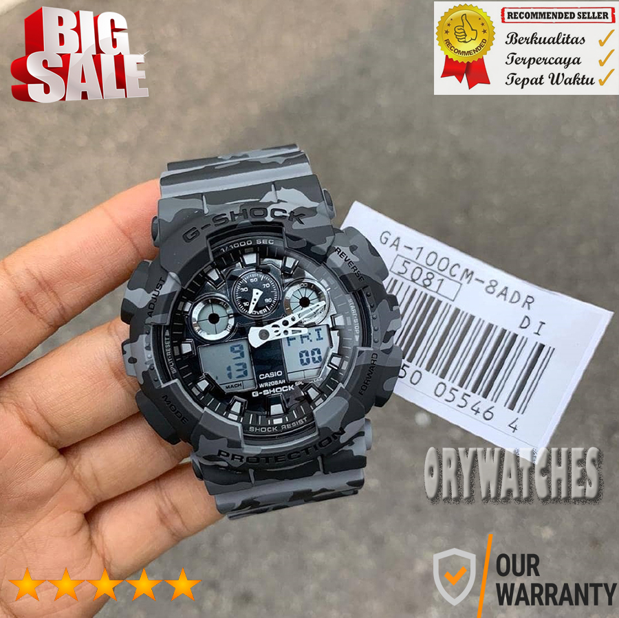 COD!! Jam Tangan Casio G-Shock GA 100CM 8A Quartz Strap Grey