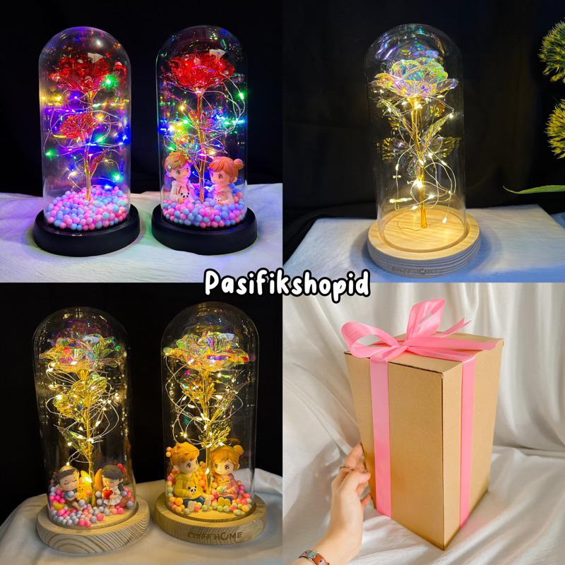 Kado Spesial Bunga Mawar LED Bercahaya dengan Lampu - Pilihan Hadiah Terbaik Kado Natal