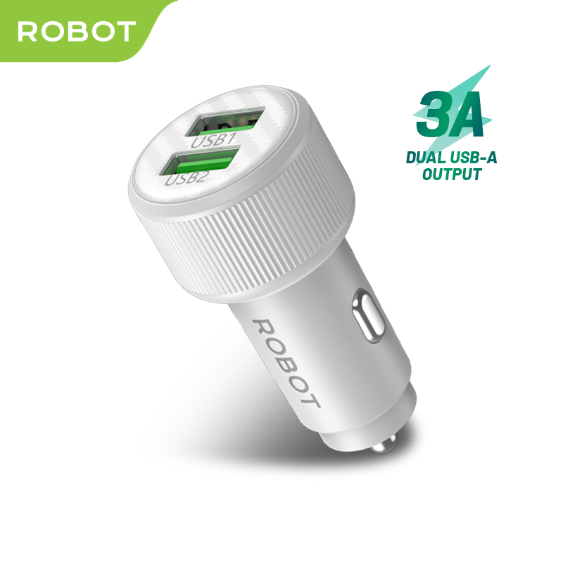 ROBOT Car Charger RT-C10 Colokan Mobil - 2 Port USB & Kabel Type C - Garansi Resmi 1 Tahun Harga 95,699 rupiah*Gratis Ongkir