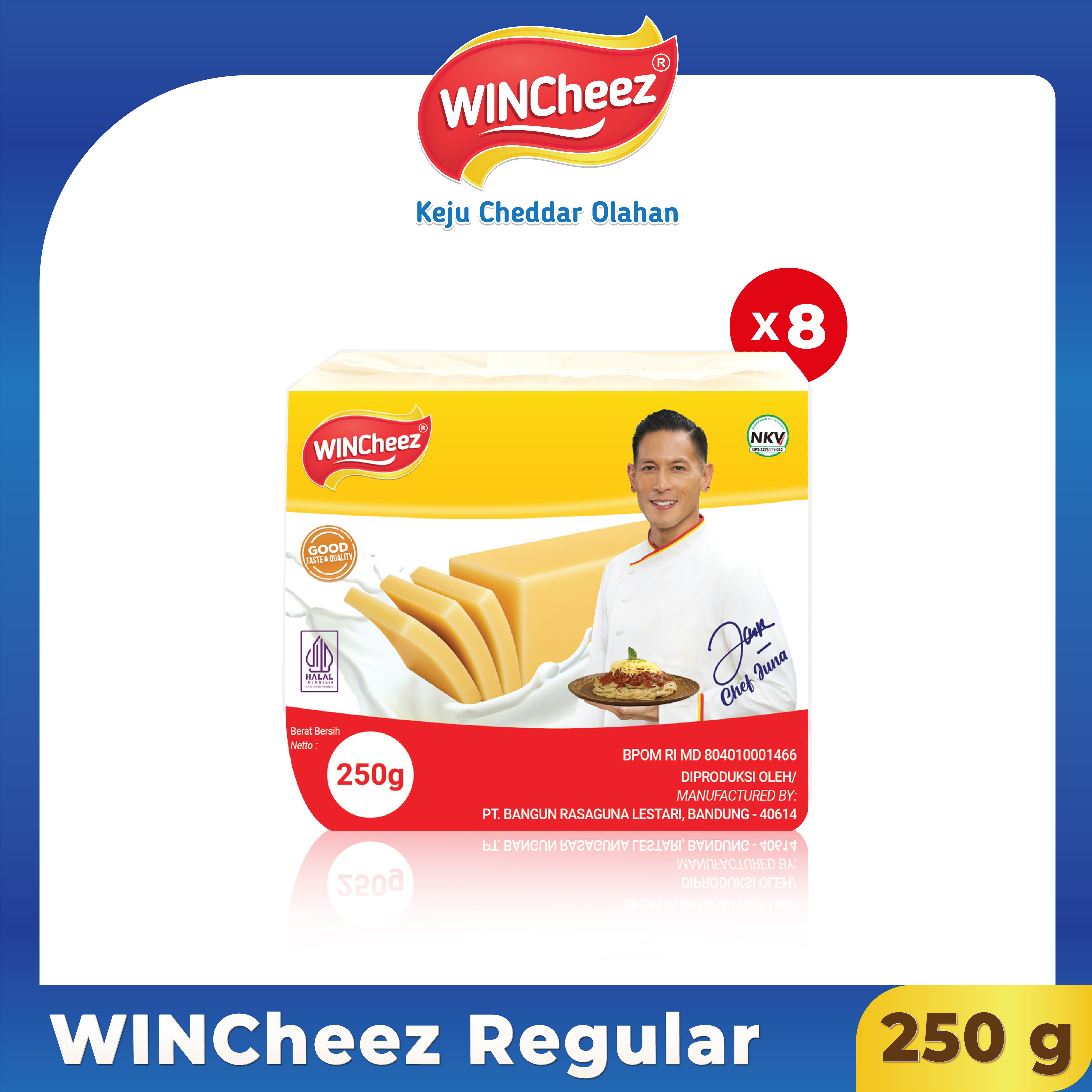 WINCheez Keju Regular 250 Gram x 1 Slop Isi 8 Pcs Harga 105,000 rupiah*Gratis Ongkir