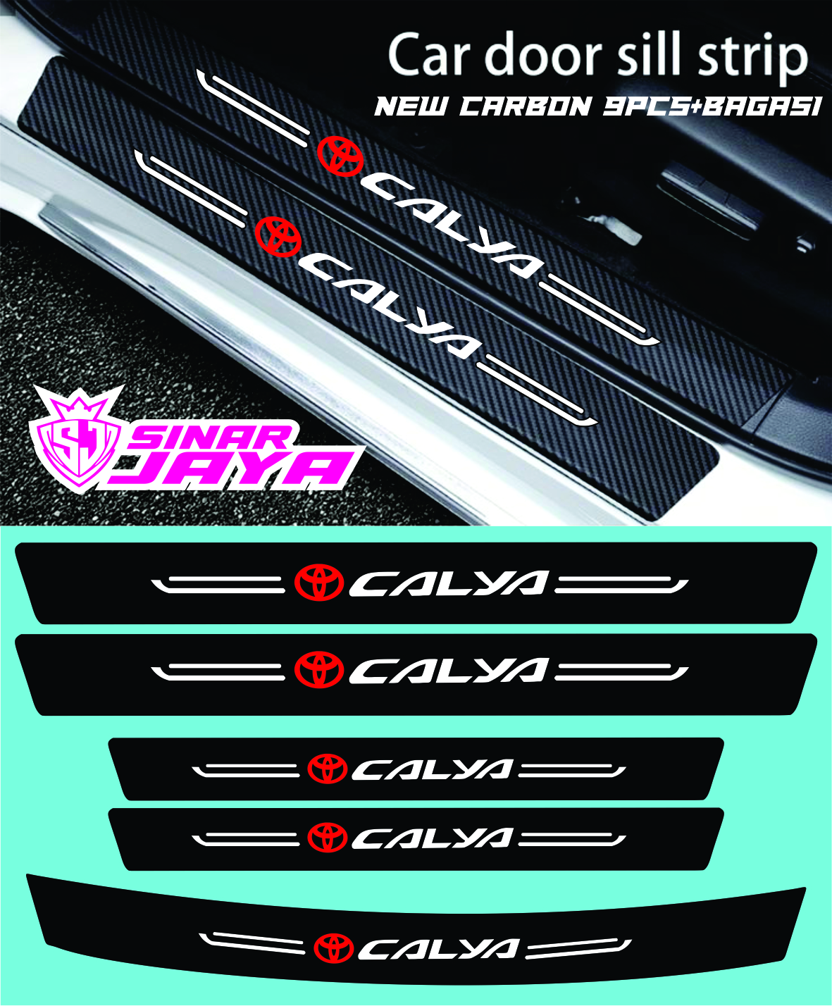 stiker karbon pelindung pintu mobil TOYOTA CALYA stiker cuting pijakan kaki terbaru Giá 25,000 Đồng*Miễn phí vận chuyển