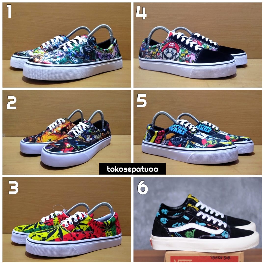 SEPATU PRIA CASUAL SNEAKERS MOTIF PRINT TAZMANIA MARIO ERA