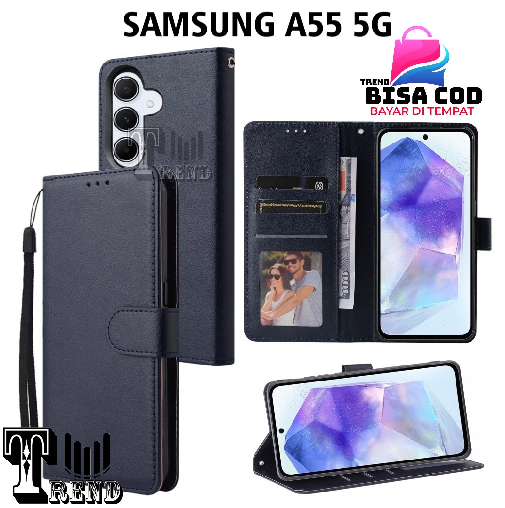 LEATHER CASE FLIP UNTUK SAMSUNG A55 5G -FLIP WALLET CASE KULIT