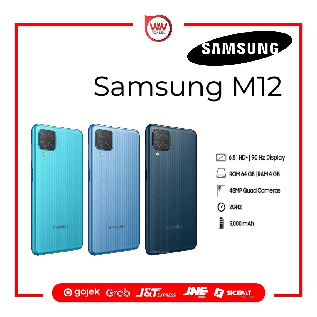 Hp Samsung M12 RAM 3GB Internal 32GB Garansi Resmi Harga 1,799,000 rupiah*Gratis Ongkir
