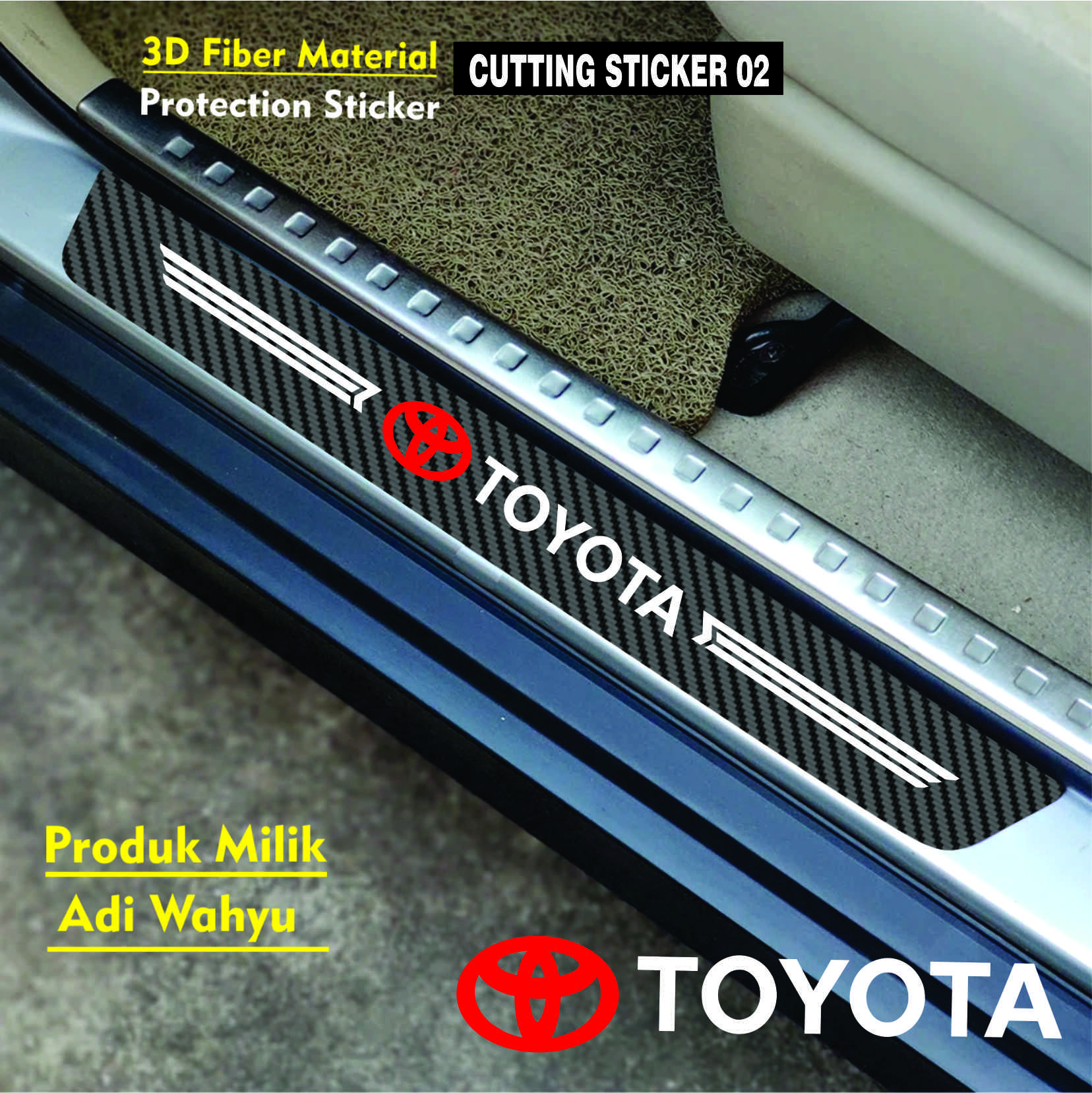 9PCS Sticker Pelindung Sill Plate Stiker Pelindung Pijakan Lantai Pintu Mobil TOYOTA Carbon Fiber Car Door Step Sill Plate Mobil Harga 35,000 rupiah*Gratis Ongkir