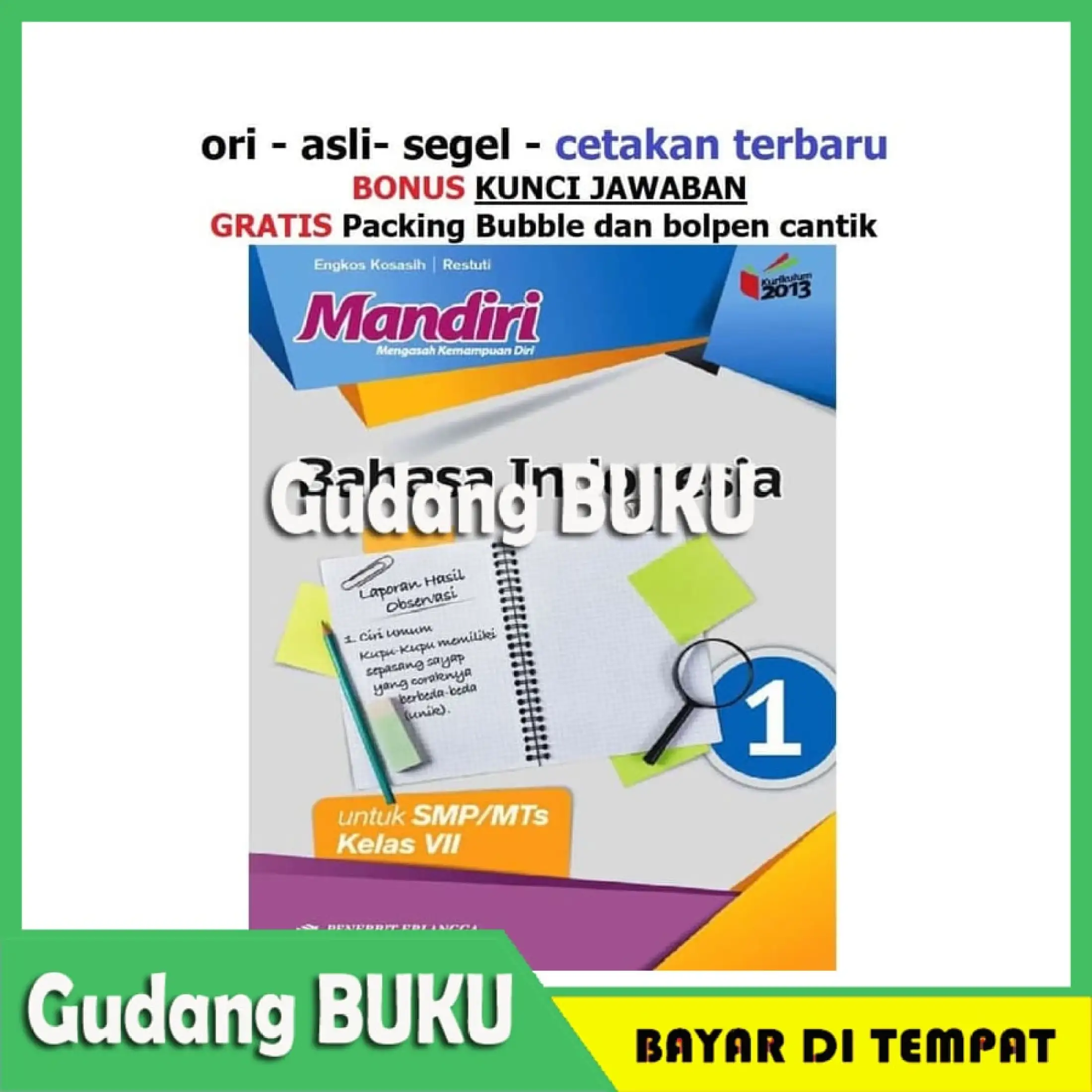 Bisa Cod Buku Mandiri Erlangga Bahasa Indonesia Kelas 7 Smp Kunci Jawaban Termurah Lazada Indonesia