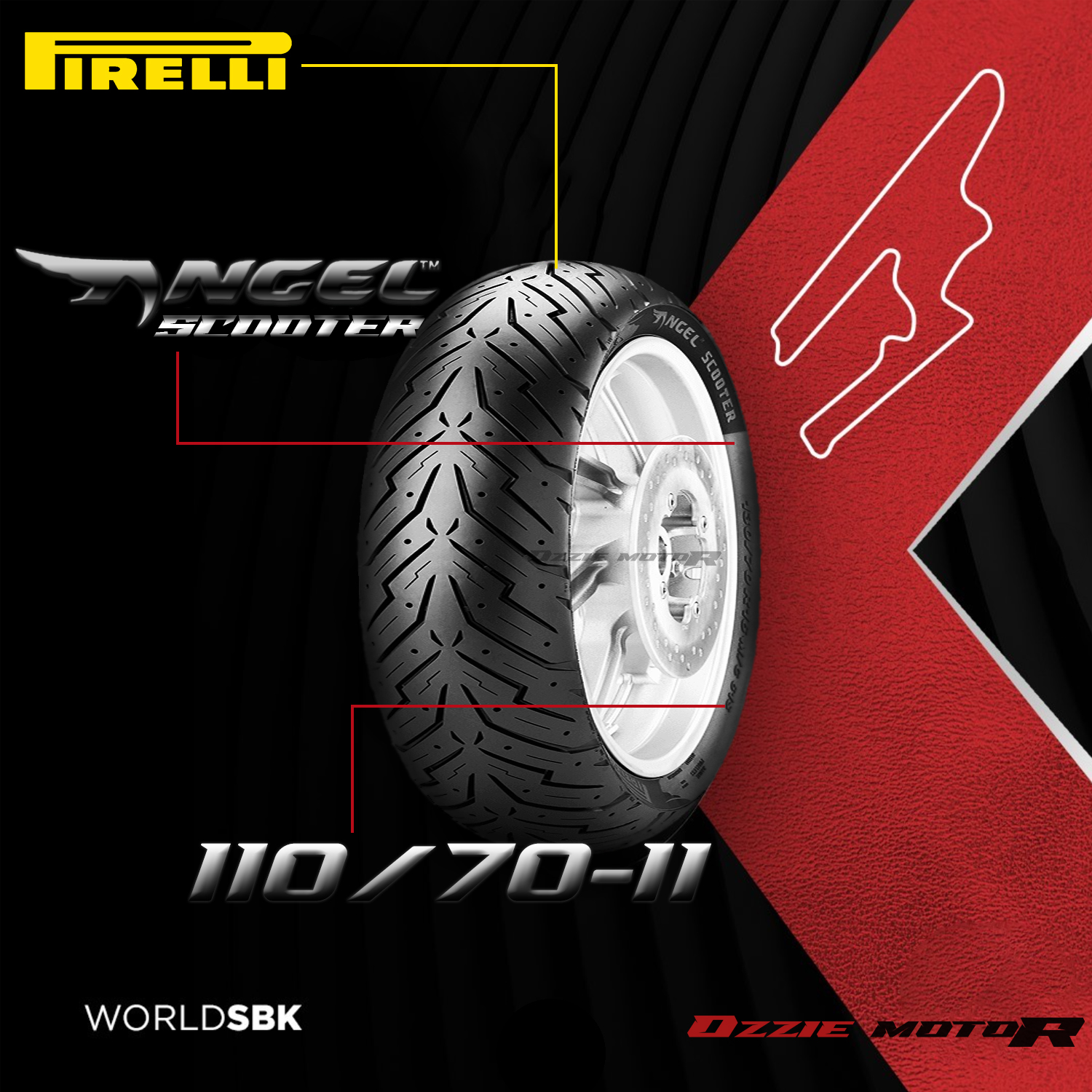 PIRELLI ANGEL SCOOTER BAN MOTOR TUBELESS VESPA RIM 10 11 12 BAN VESPA  MATIC/2TAK KYMCO ORIGINAL