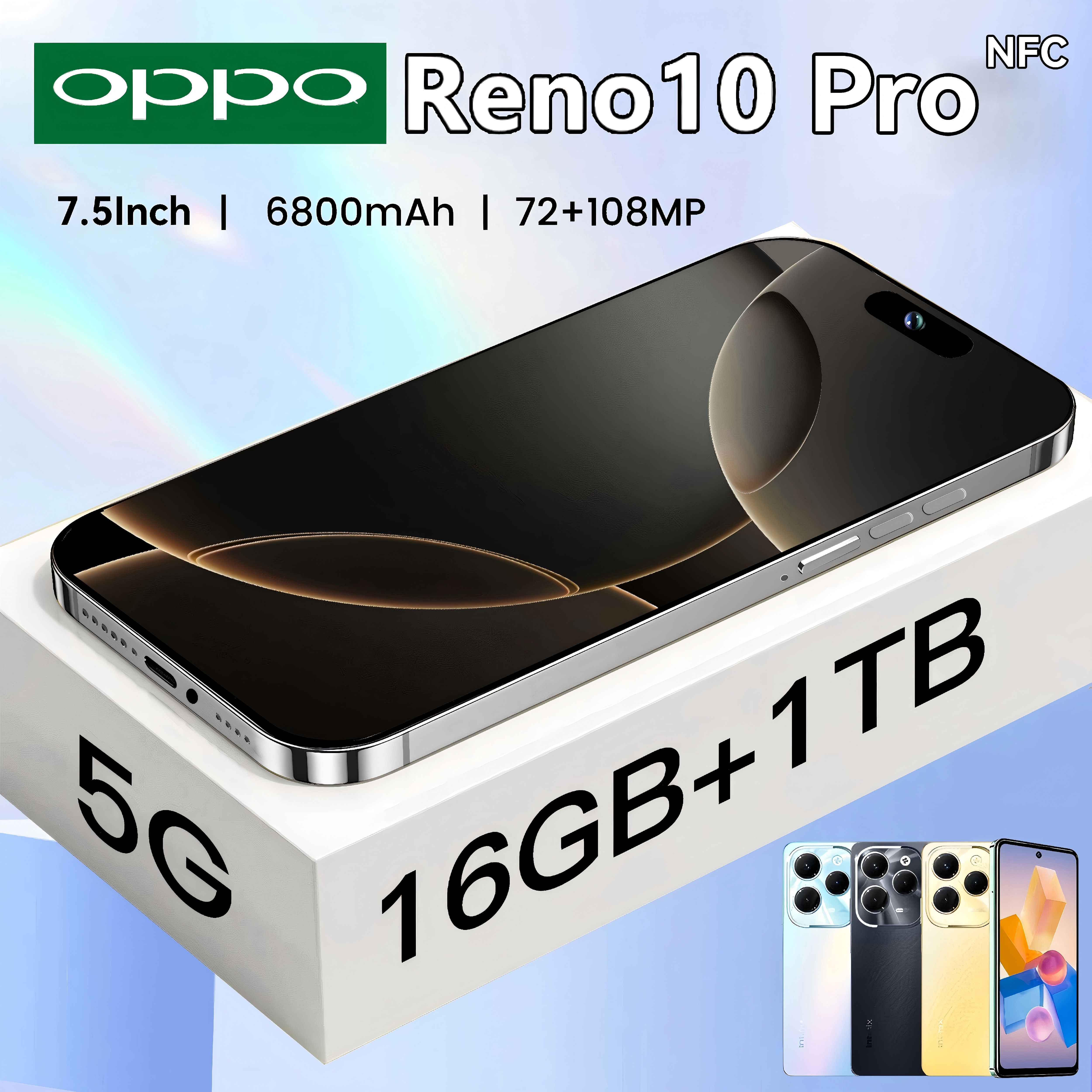 【Can co】new original HP 0pp0 ren10 pro NFC 7.5 inch smartphone android12 5g/4G 16GB + 512GB dual SIM card official warranty new smartphone clearance cheapest can cod studying SWA gaming phone HP reno9/ren8/ren8t original official smartphone Harga  949,000 Ringgit*Penghantaran Percuma