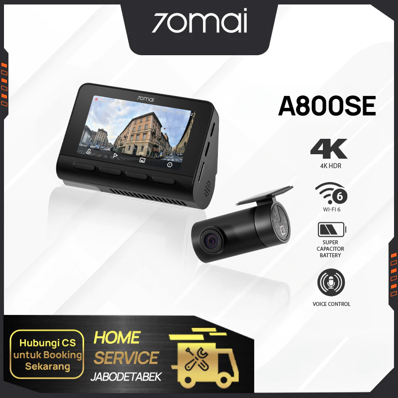70mai dash cam a800se set 4K Wi-Fi 6 Super Capacitor Battery voice control 70mai dashcam Mobil Harga 2,899,000 rupiah*Gratis Ongkir