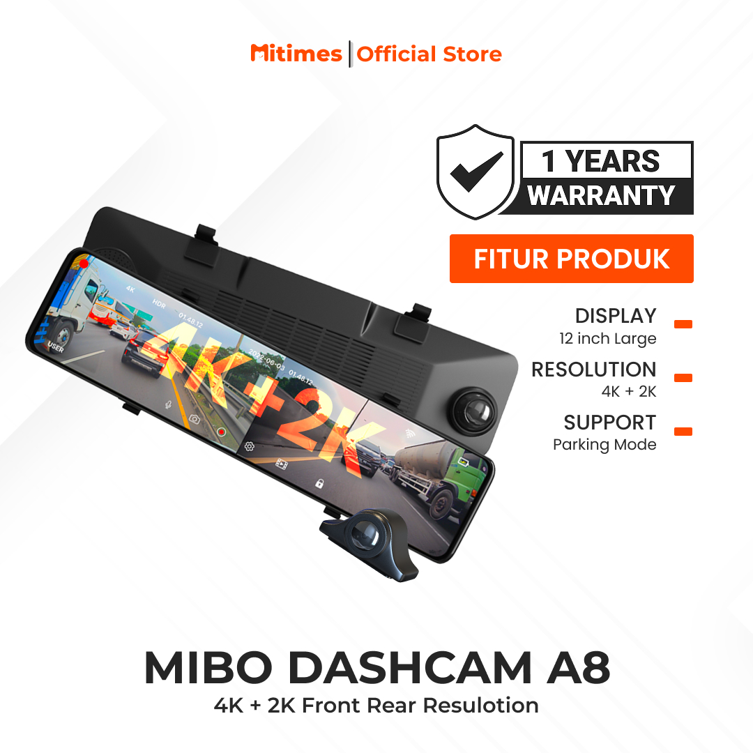 Mibo A8 Dashcam Rearview 12Inch Camera Dvr 4K+2K Hdr Giá 1,339,000 Đồng*Miễn phí vận chuyển