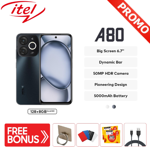 Itel A80 4+4/128Gb Memory - 50Mp Smartphone with Super Hdr Camera - 6.7\\\" Punch Hole with Dynamic Bar - 5000Mah Battery Harga  899,000 Ringgit*Penghantaran Percuma