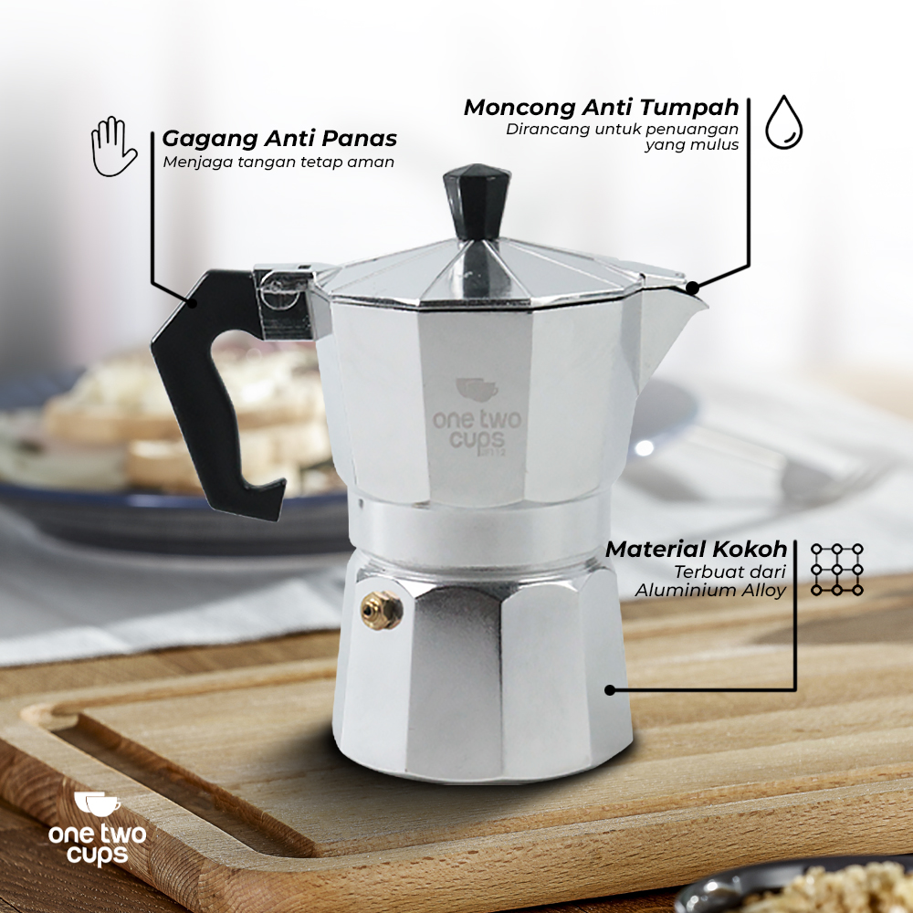 Mokapot Kopi Alumunium Coffee Maker Mokapot One Two Cups