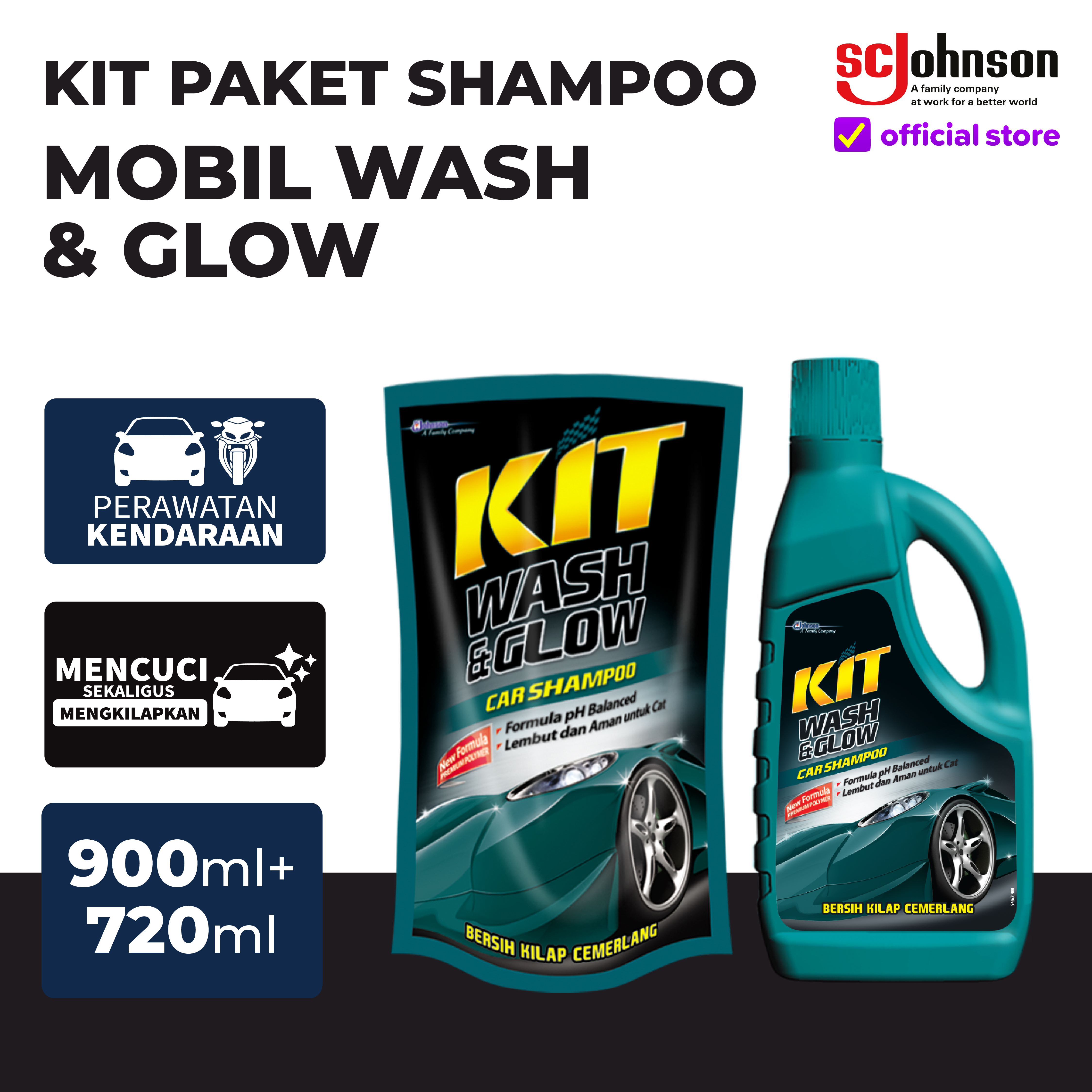 900ml + refill 720ml car wash & Glow shampoo package kit Harga 48,590 Ringgit*Penghantaran Percuma