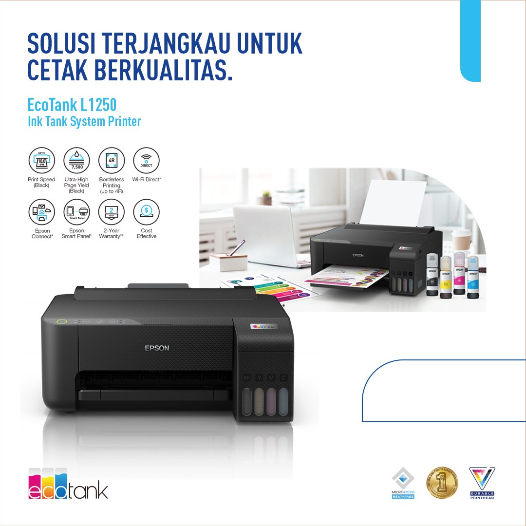 BISA COD) PRINTER EPSON L1250 L-1250 L 1250 WIFI WI-FI DIRECT GARANSI RESMI  | Lazada Indonesia